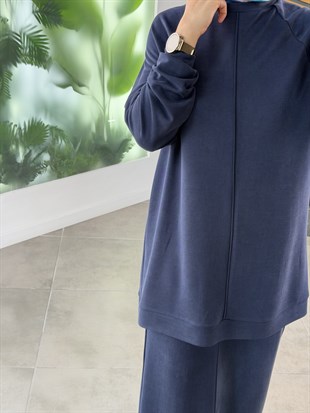 Lacivert Renk Reglan Kol Pike Kumaş Basic Takım