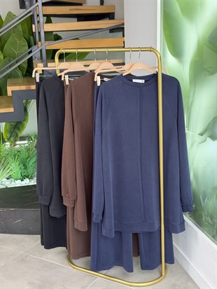 Lacivert Renk Reglan Kol Pike Kumaş Basic Takım