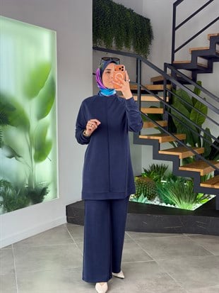 Lacivert Renk Reglan Kol Pike Kumaş Basic Takım