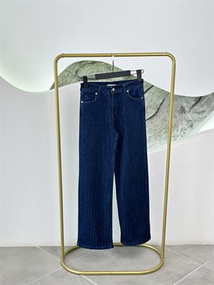 Lacivert Renk Serpme Taşlı Kadın Jean