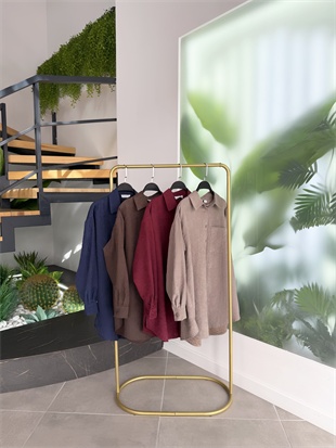 Lacivert Renk Süet Kumaş Cep Detaylı Gömlek