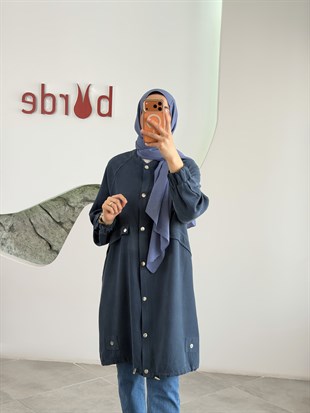 Lacivert Renk Tensel Kumaş Çıtçıtlı Giyçık