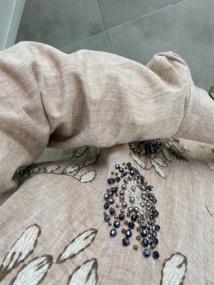 Latte Renk Nakış Ve Boncuk İşlemeli Gömlek