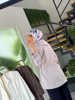 Lila Renk Beli Tünelli Oversize Ceket