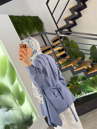 Mavi Renk Asimetrik Kesim Tunik