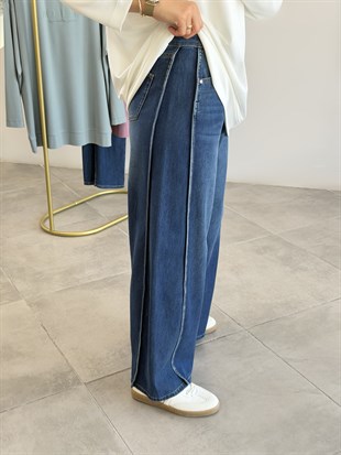 Mavi Renk Özel Dikiş Detaylı Jean