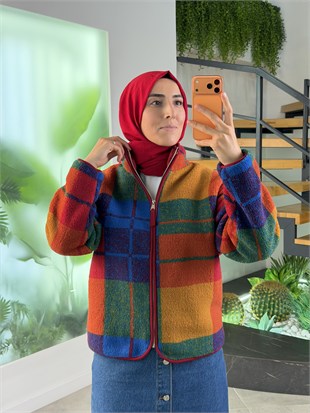 Orjinal Renk  Fermuarlı Polar Basic Ceket