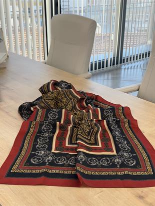 Siyah-Kırmızı Renk Ottoman Etnik Şal