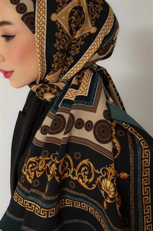 Siyah-Petrol Renk Ottoman Etnik Şal