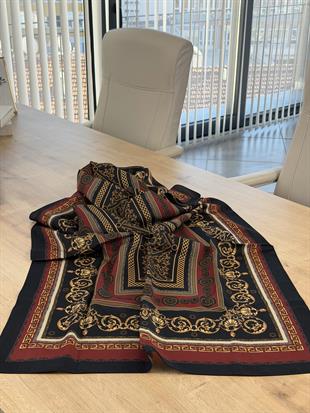 Siyah-Bordo Renk Ottoman Etnik Şal