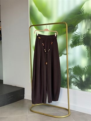 Kahve Renk Paraşüt Kumaş Şalvar Pantolon