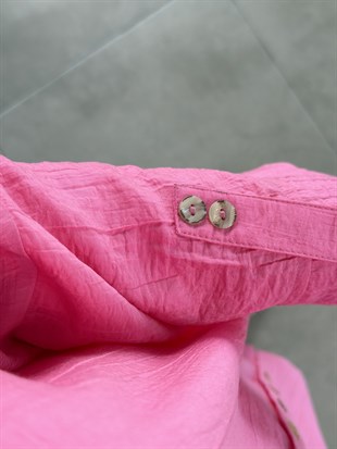 Pembe Renk Yarasa Kollu Uzun Gömlek