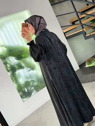 Renkli Kumaş Garnili  Cupra Kumaş  Elbise