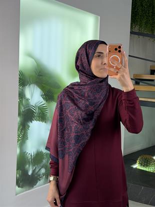 Lacivert- Bordo Renk Royal Motif Şal