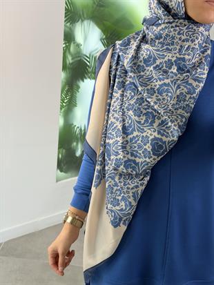 İndigo Renk Royal Motif Şal