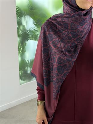 Lacivert- Bordo Renk Royal Motif Şal