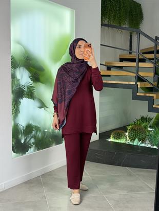 Lacivert- Bordo Renk Royal Motif Şal