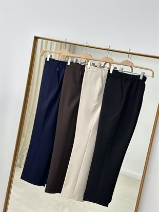 Beli Lastikli Siyah Renk Dar Paça Pantolon