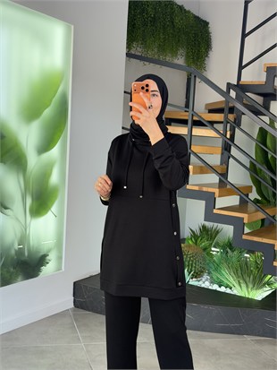 Siyah Renk Çıtçıt Detaylı Oysho Takım
