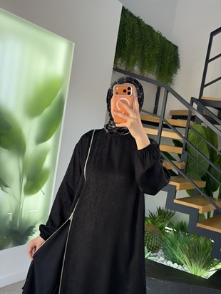 Siyah Renk Jakar Kumaşlı Yandan Fermuarlı Takım