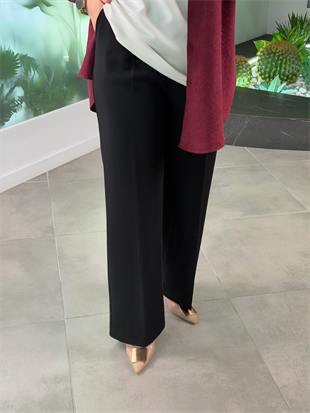 Siyah Renk Krep Kumaş Palazzo Pantolon