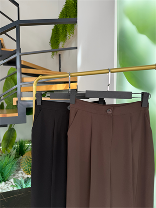 Siyah Renk Krep Kumaş Palazzo Pantolon