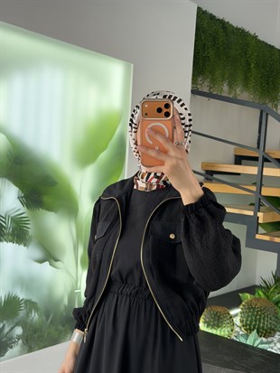 Siyah Renk Mini Ceketli Elbise