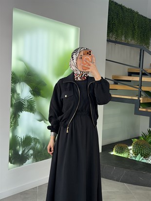 Siyah Renk Mini Ceketli Elbise