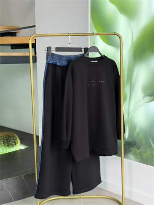 Siyah Renk Parlak Tonaton Baskılı S-Shırt