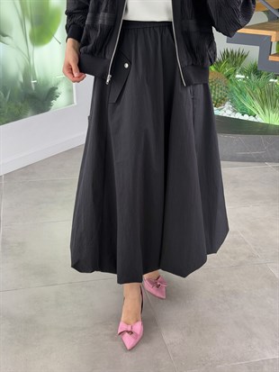 Siyah Renk Premium Paraşüt Kumaş Balon Etek