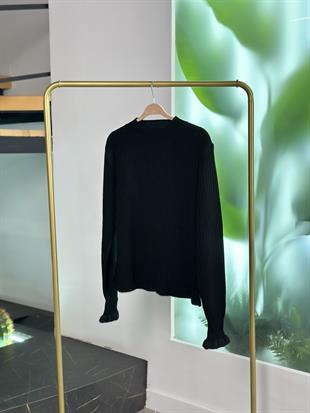 Siyah Renk Ribana Örgü Kadın Basıc Triko İçlik