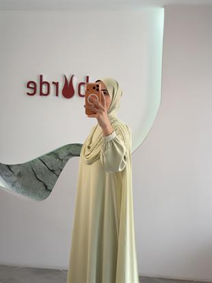 Su Yeşili Renk Degaje Dökümlü El İşi Boncuk Detaylı Pelerin Elbise  