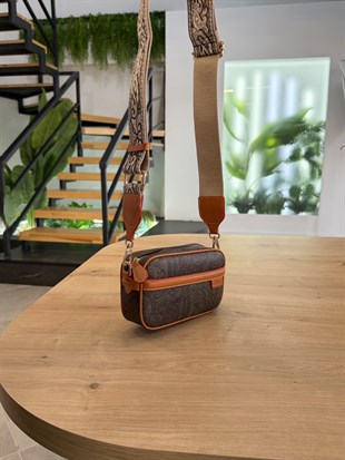 Taba Renk Etnik Desenli Premium Omuz Çantası