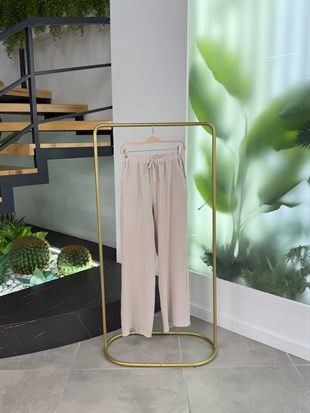 Taş Tensel Pantolon | Beli Lastikli Rahat Kadın Alt Giyim