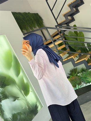 Kadın Pudra Tensel Gömlek Taş Detaylı Oversize – Rahat Kalıp Şık Günlük