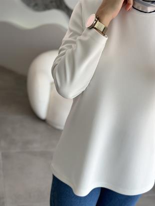 Uzun Kollu Ekru Renk Kadın Body