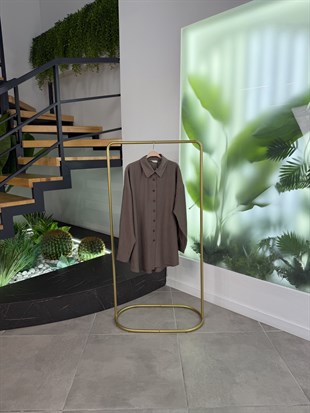 Vizon Renk Gofre Kumaş Gömlek