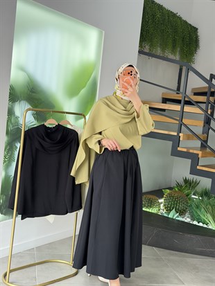 Yeşil Renk Fular Detaylı Bluz