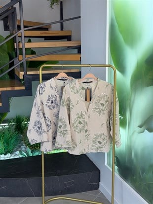 Yeşil Renk Nakış Ve Pulet İşlemeli Kimono