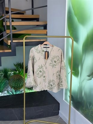 Yeşil Renk Nakış Ve Pulet İşlemeli Kimono
