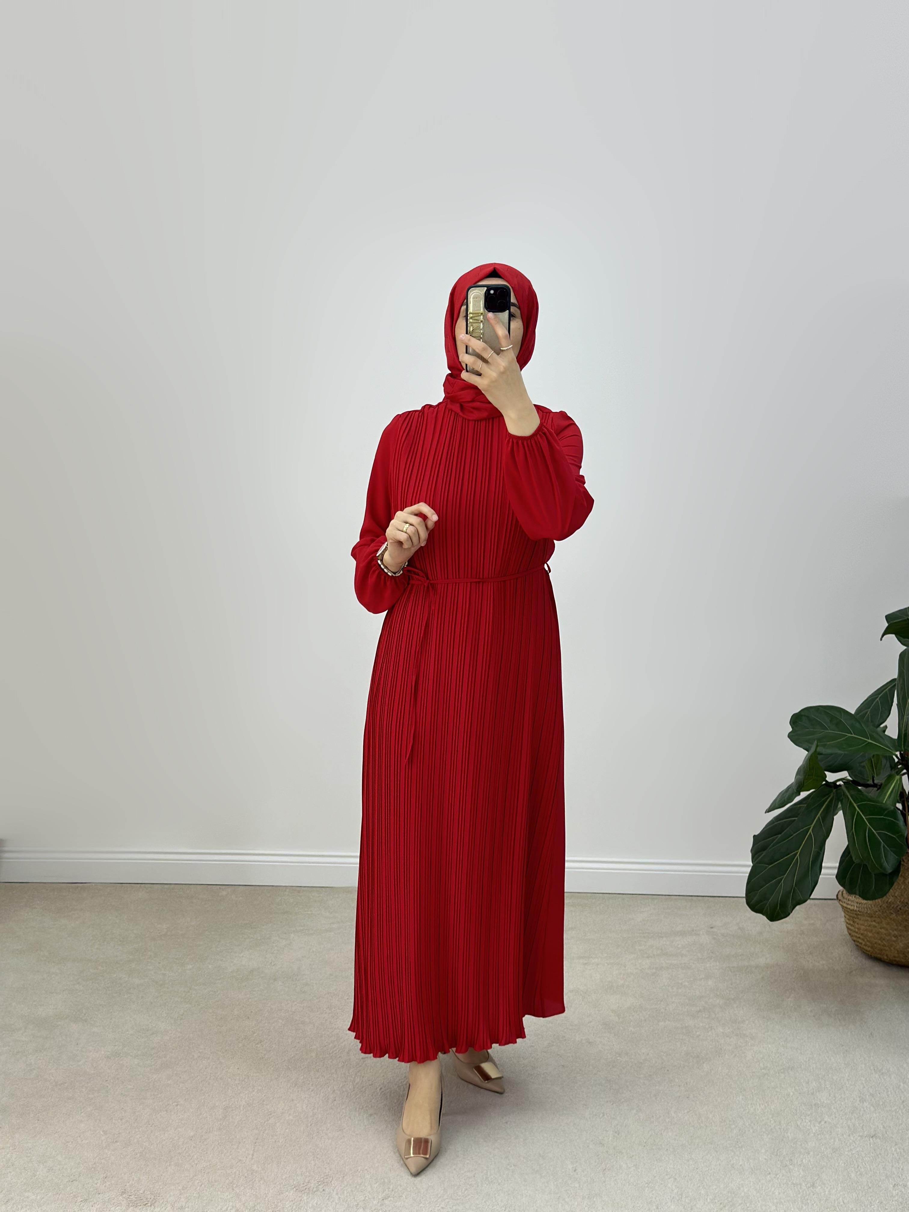 Armine Collection İpek Krep Kumaş Piliseli Ve Astarlı Elbise