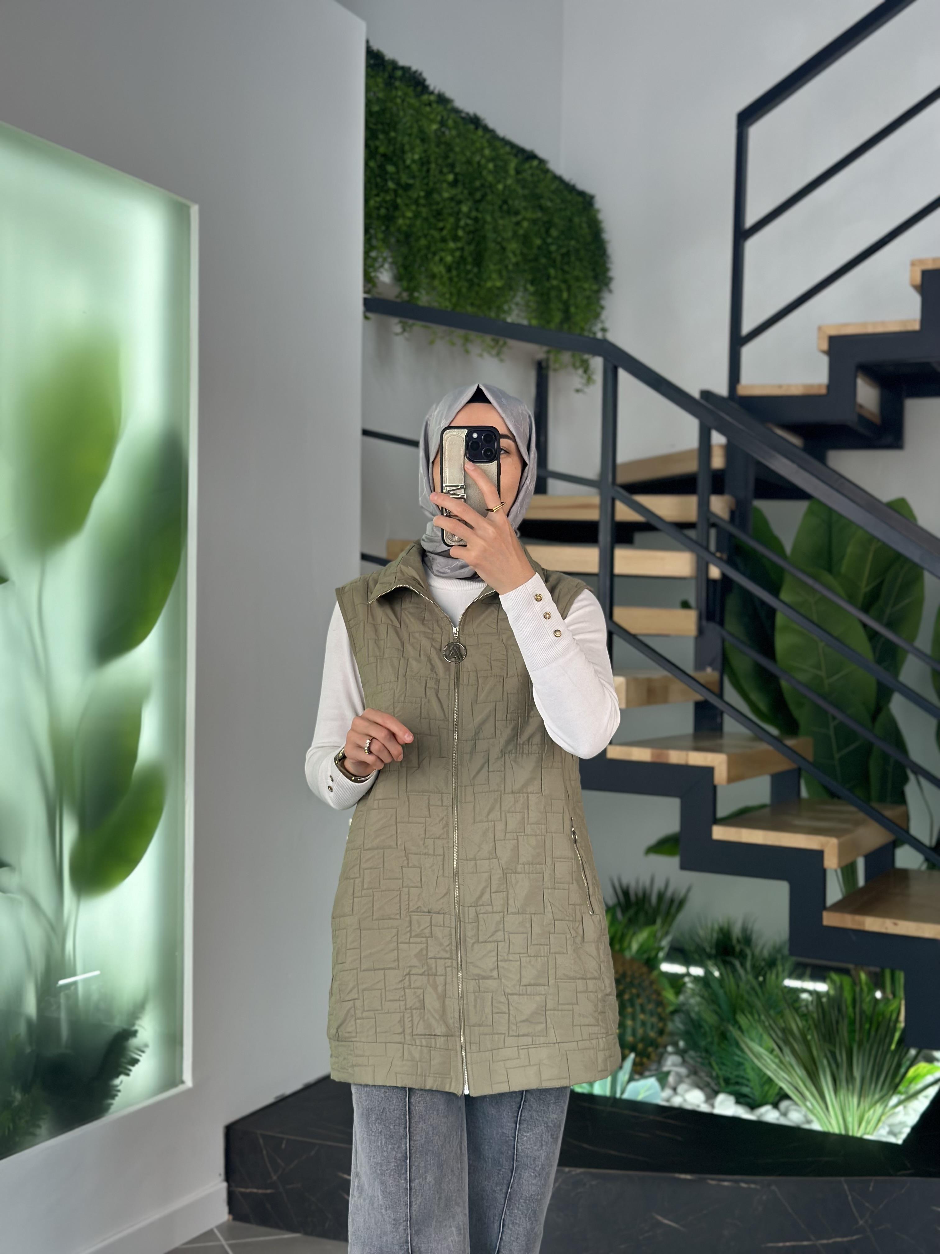 Armine Trend Kapitone Yelek 25YT531 Haki 