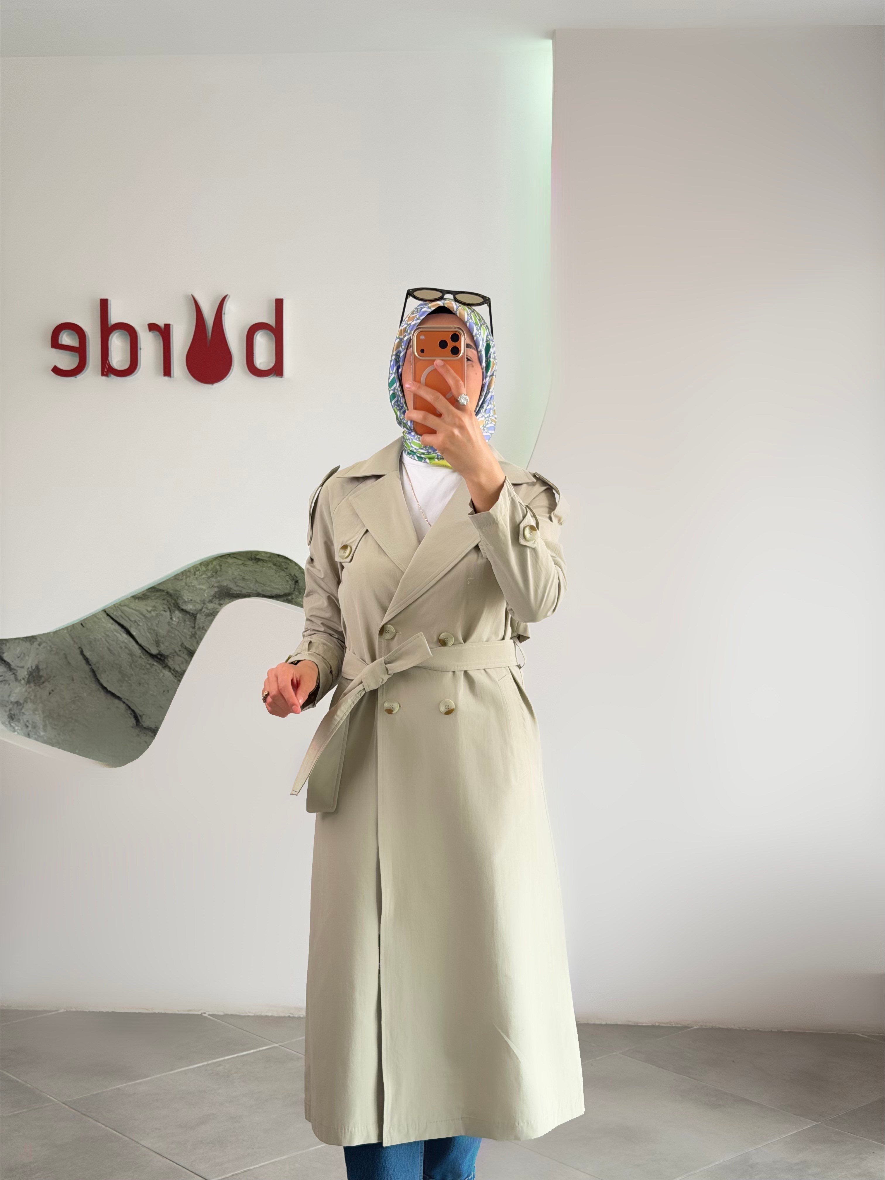 Armine Trend Kruvaze Yaka Astarsız Trençkot 26YT707 Küf Yeşili