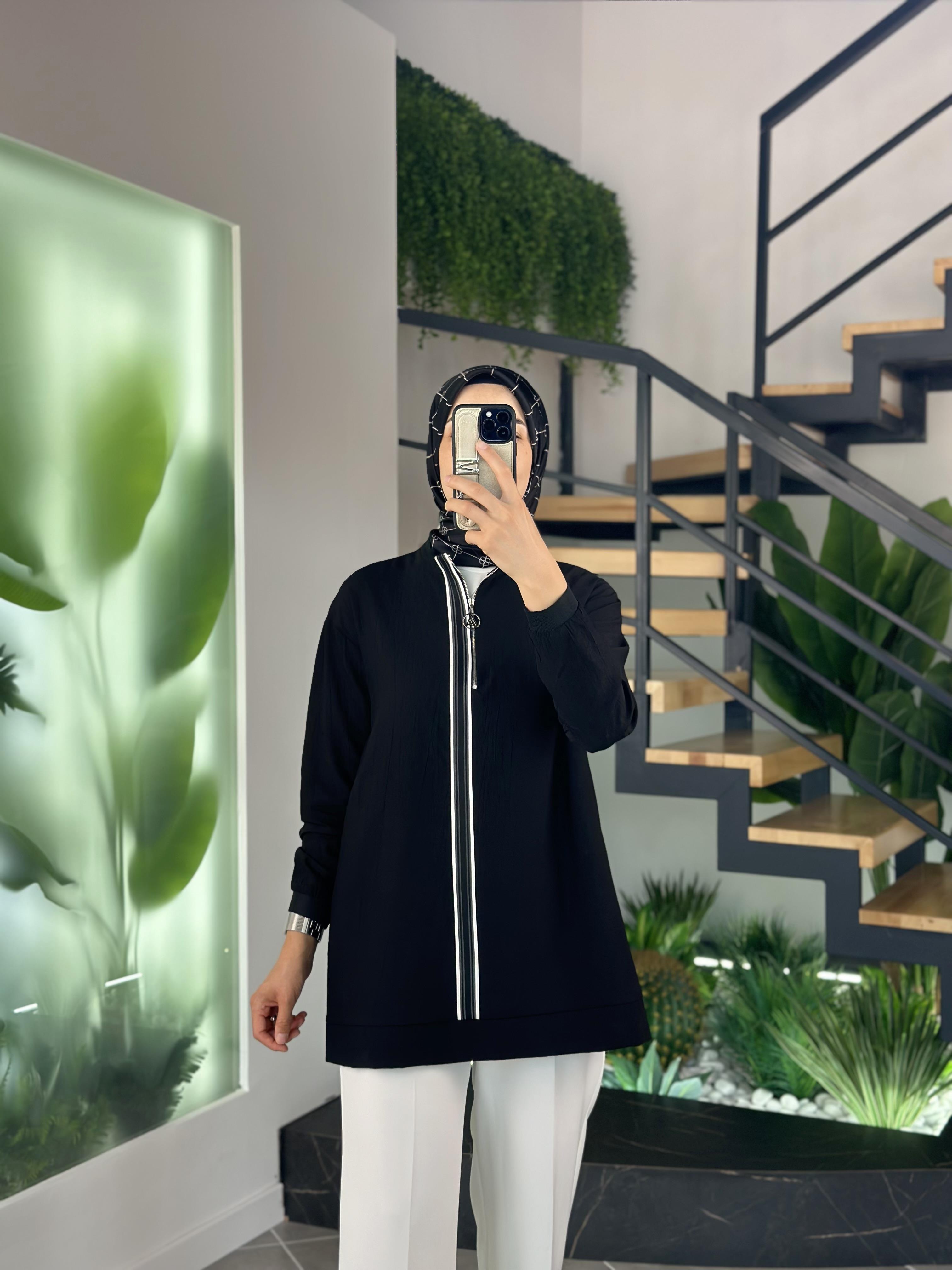 Armine Trend Şerit Detaylı Tunik 25YT4139 Siyah 