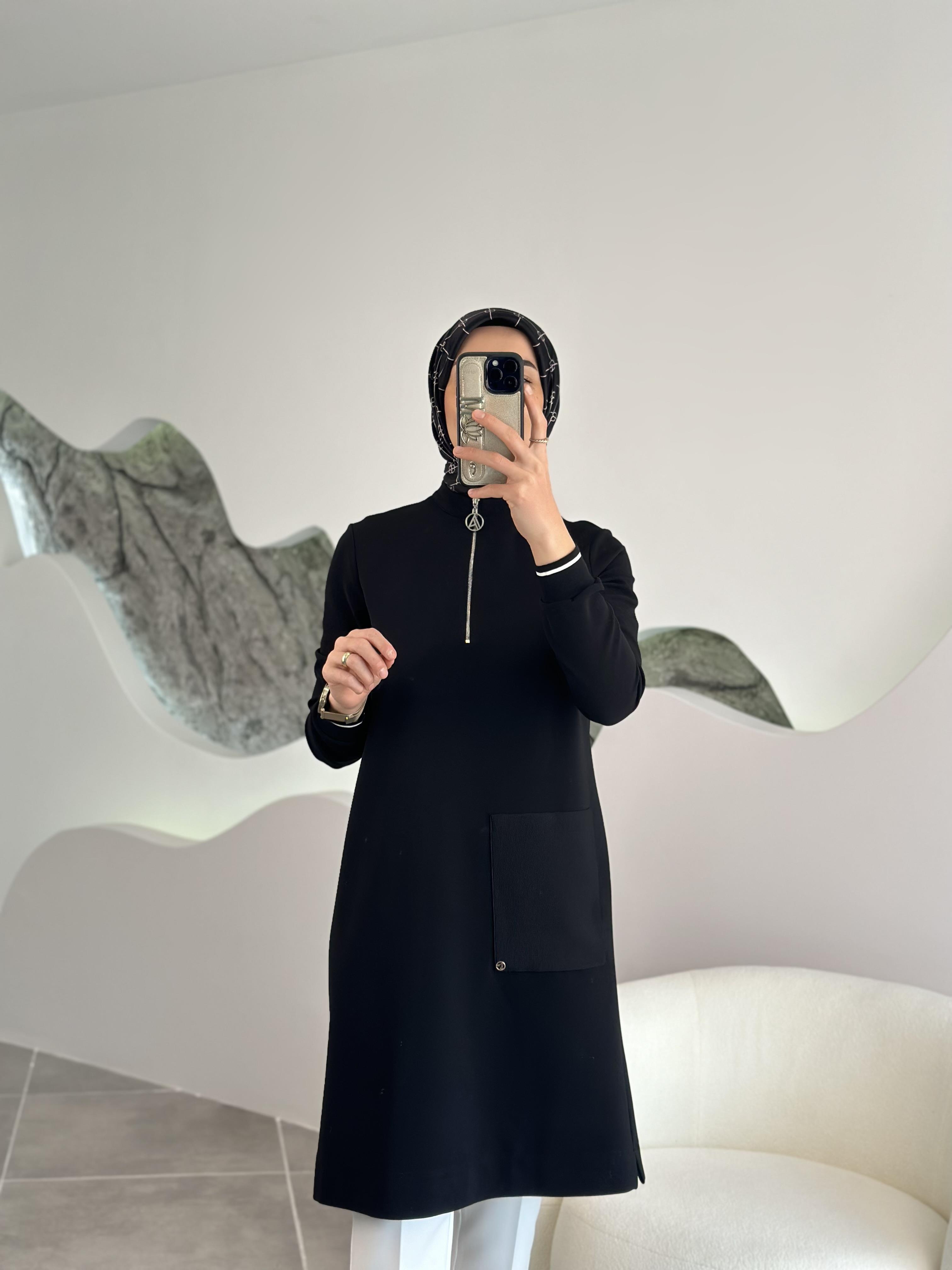 Armine Trend Tek Cepli Tunik 24KT453 Siyah
