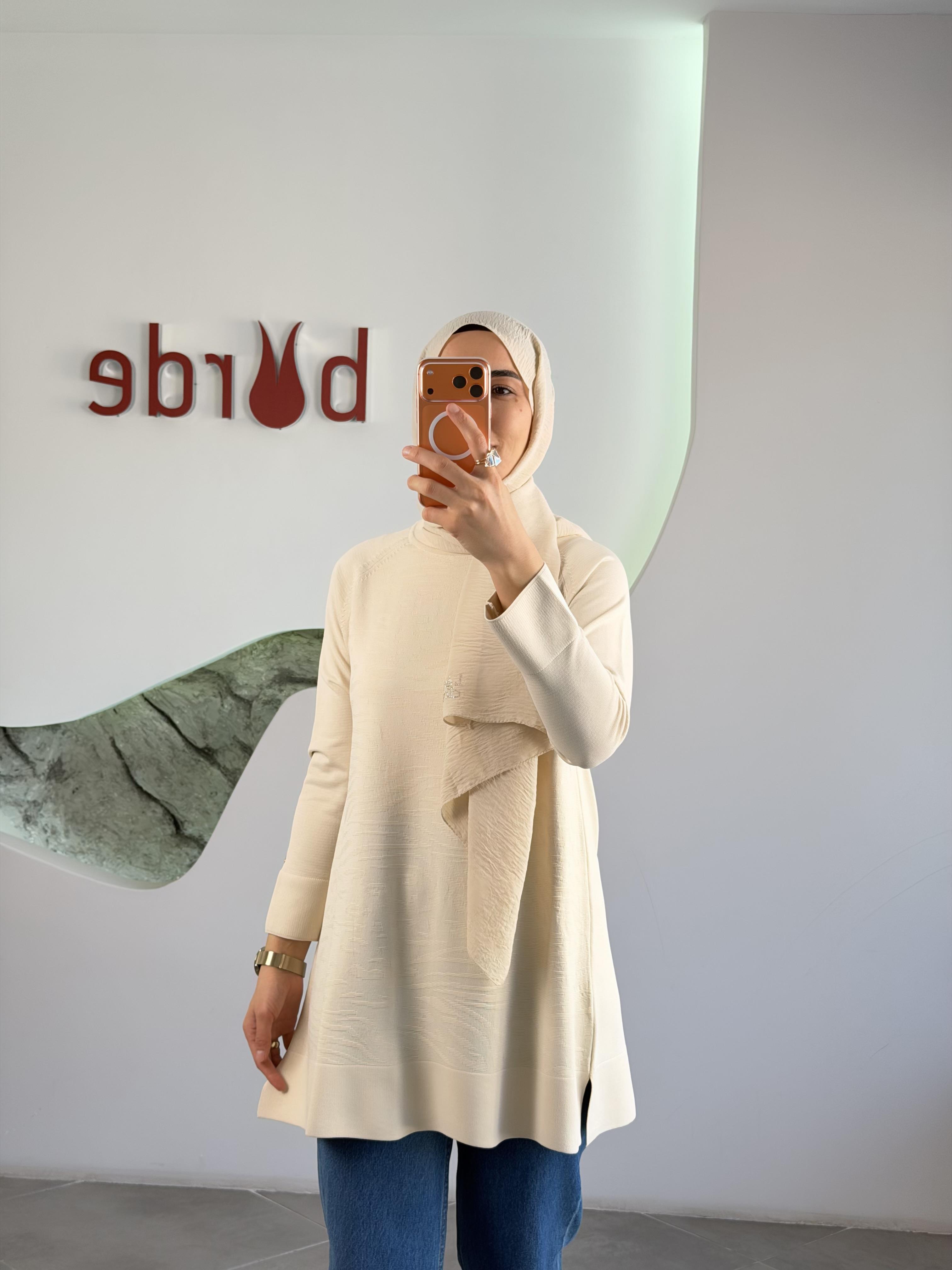 Armine Trend Zebra Desen Merserize Tunik 25YTD4114 Taş