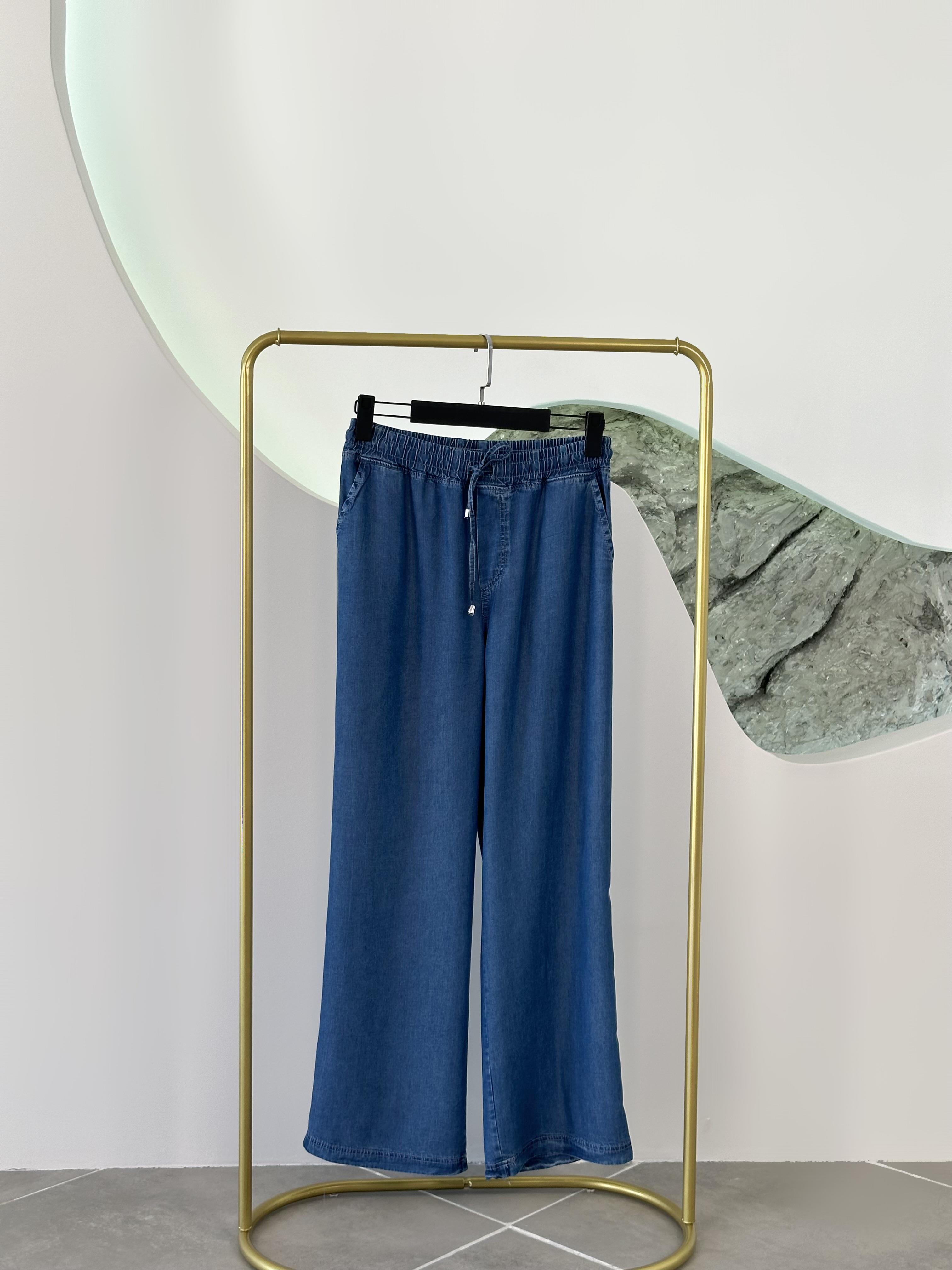 Beli Lastikli Tencel Pantolon