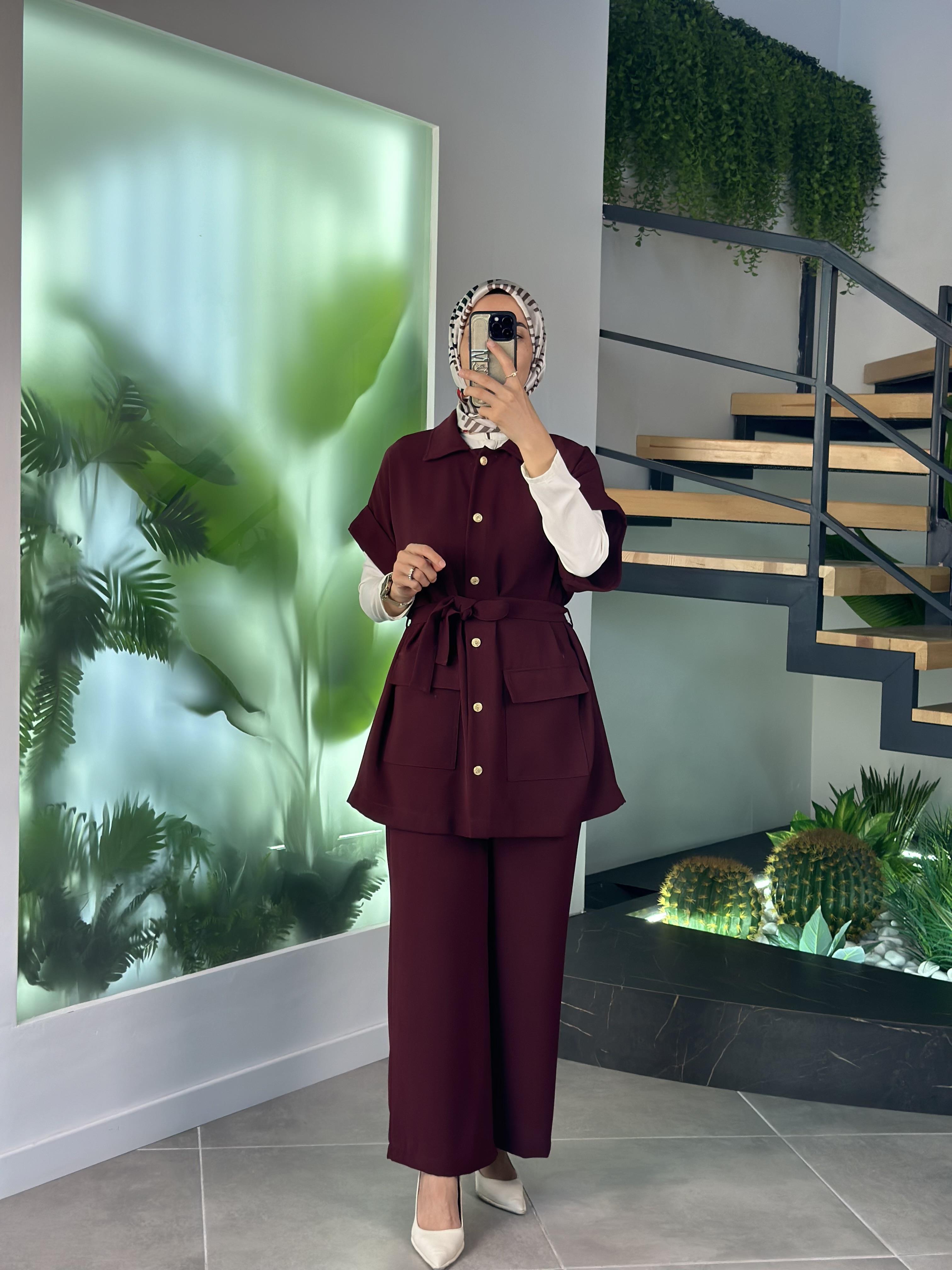 Belli Yelekli İkili Takım 25K6003 Bordo