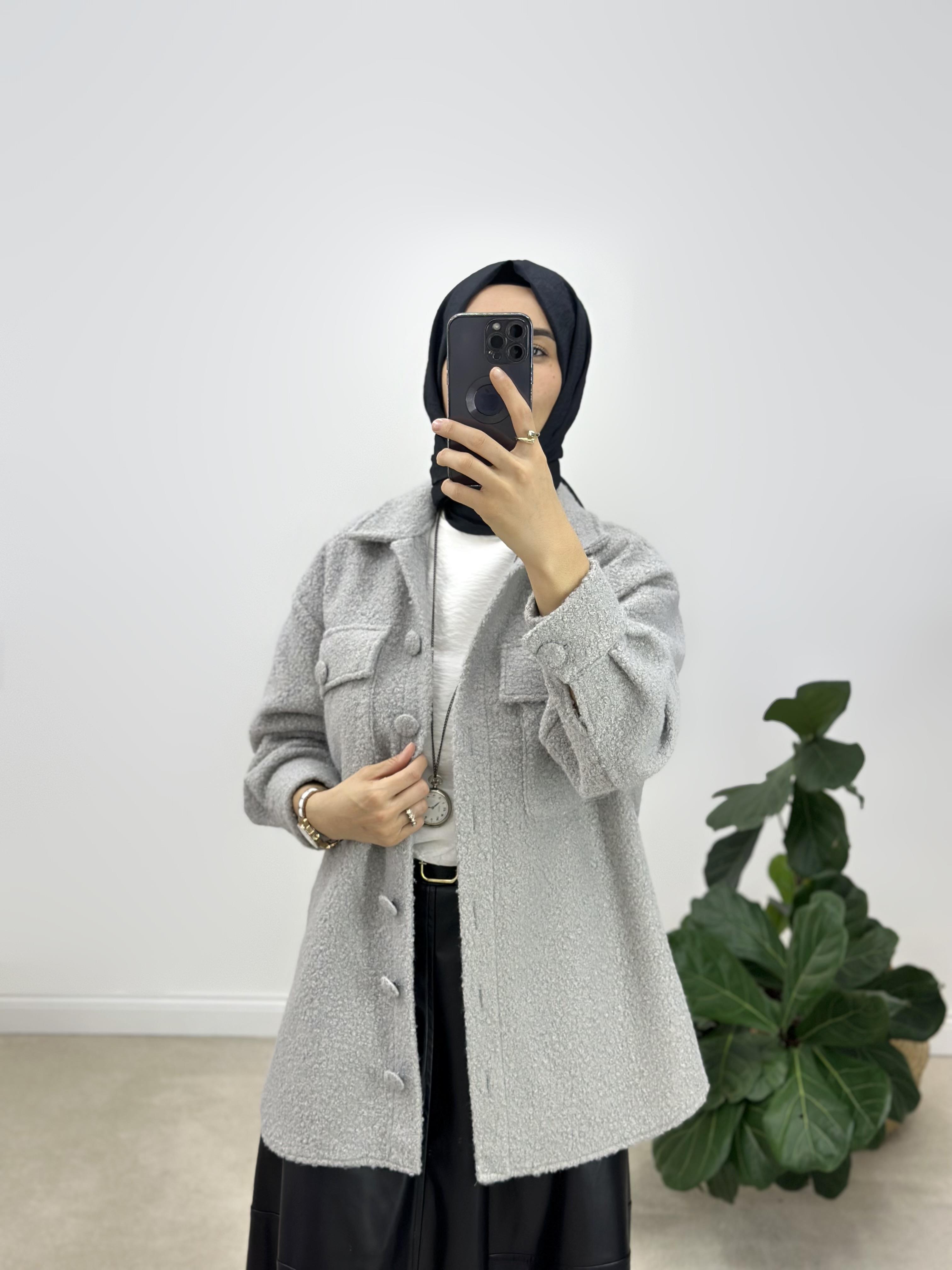 Buklet Kumaş Kendi Kumaşından Düğmeli Ceket