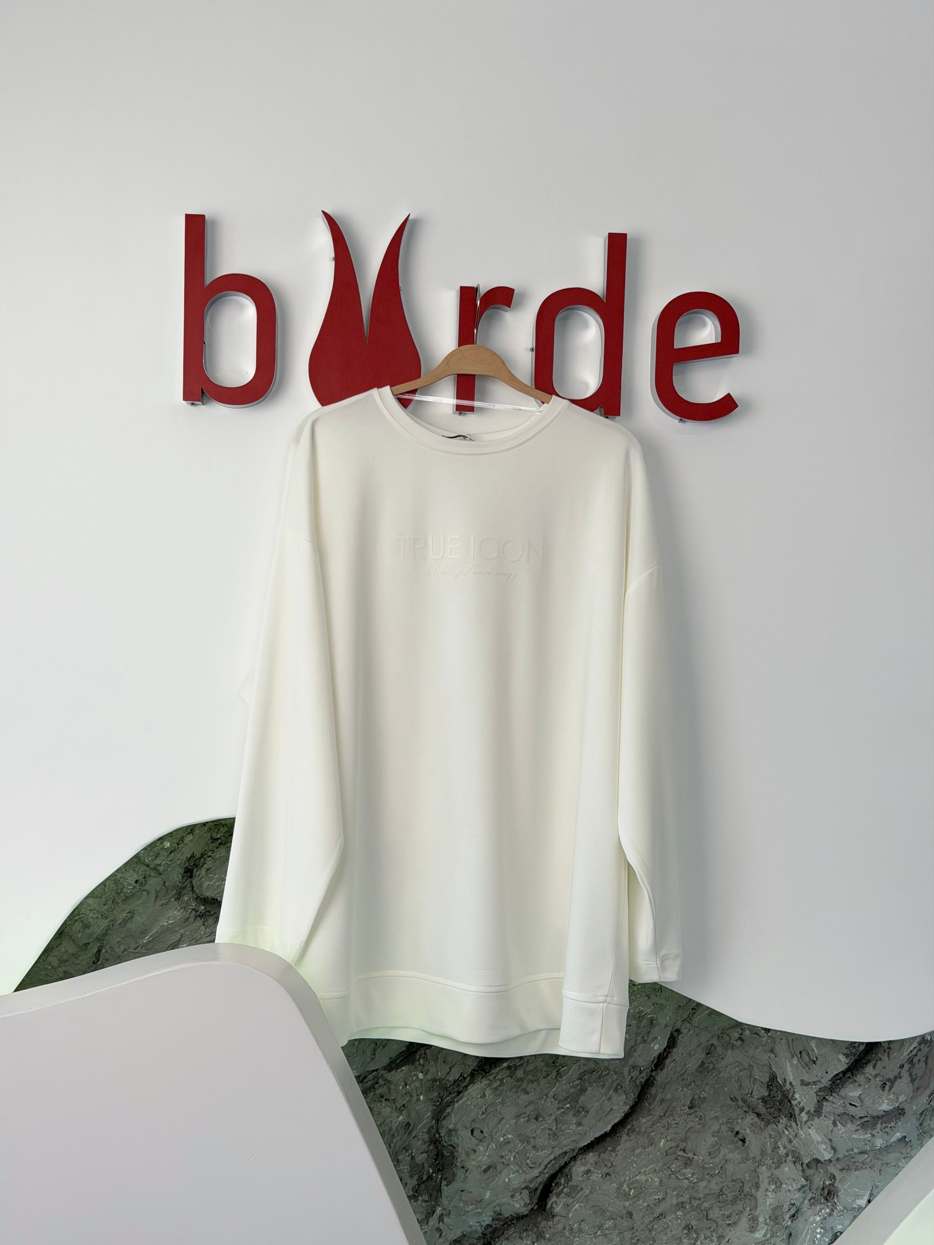 Ekru Renk Tonaton Baskılı Basic S-Shirt
